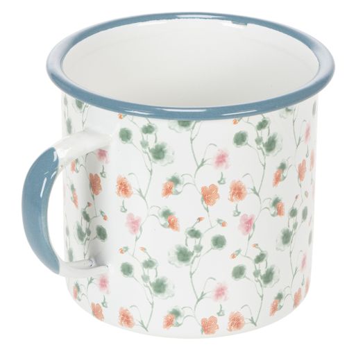Artículo Maceta esmaltada, taza decorativa con motivos florales, Ø11cm