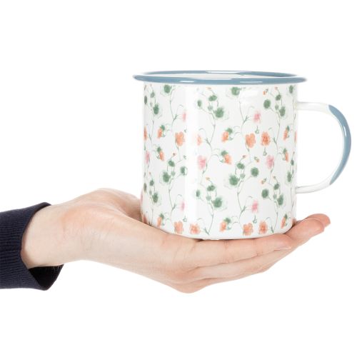 Artículo Maceta esmaltada, taza decorativa con motivos florales, Ø11cm