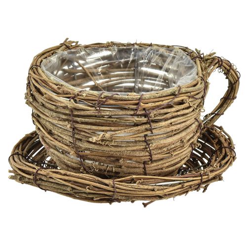 Floristik24 Taza para plantas con plato macetero vid natural Ø19cm H9cm