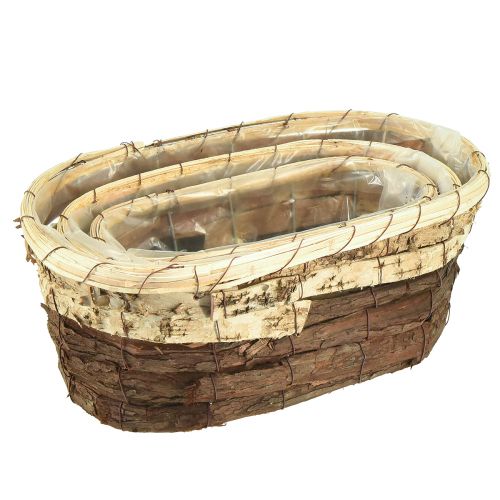Artículo Maceta para plantas, madera natural, 3 colores, L 29,5/25/23 cm, juego de 3