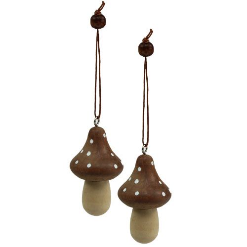 Floristik24 Toadstool Seta de madera para colgar Marrón 6cm 4pcs