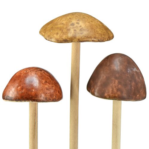 Artículo Setas decorativas en palo, marrón 5,5 cm - decoración otoñal de jardín y salón - 6 piezas