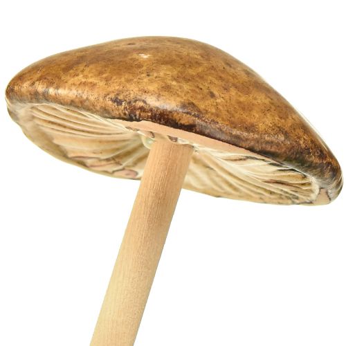 Artículo Setas decorativas en palo, marrón 5,5 cm - decoración otoñal de jardín y salón - 6 piezas