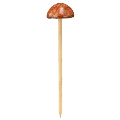 Artículo Setas decorativas en palo, marrón 5,5 cm - decoración otoñal de jardín y salón - 6 piezas
