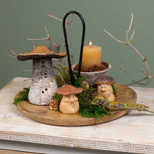 Artículo Figuras de setas felices con caras - varios tonos de marrón, 6,5 cm - decoración divertida para el jardín y el hogar - 3 piezas