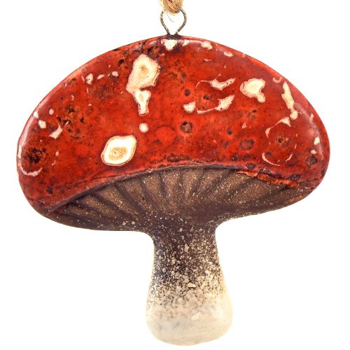 Artículo Encantadores colgantes de setas rojas con cordón de yute de 3 cm - decoración perfecta para otoño y Navidad - 6 piezas