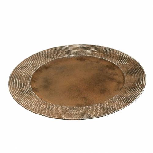 Floristik24 Plato decorativo de plástico con efecto óxido Ø33cm