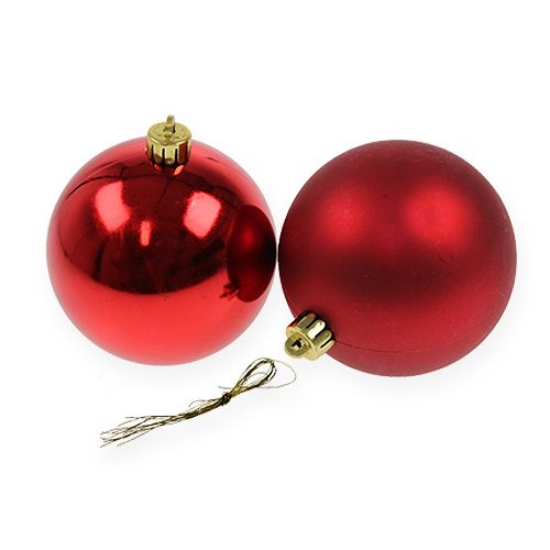 Bolas para arbol de navidad plastico rojo 8cm 6uds