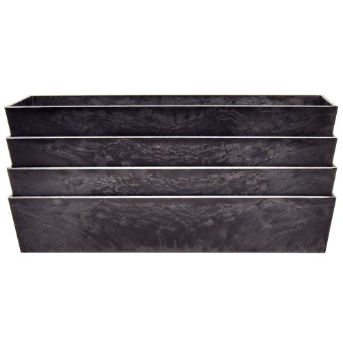 Maceta versátil de plástico gris, rectangular, de 37 cm, ideal para jardinería de interior y exterior. | Floristik24.es