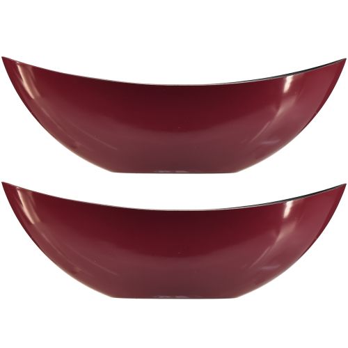 Artículo Cuenco moderno en forma de media luna rojo oscuro de plástico 39 cm - versátil para decoración - 2 piezas