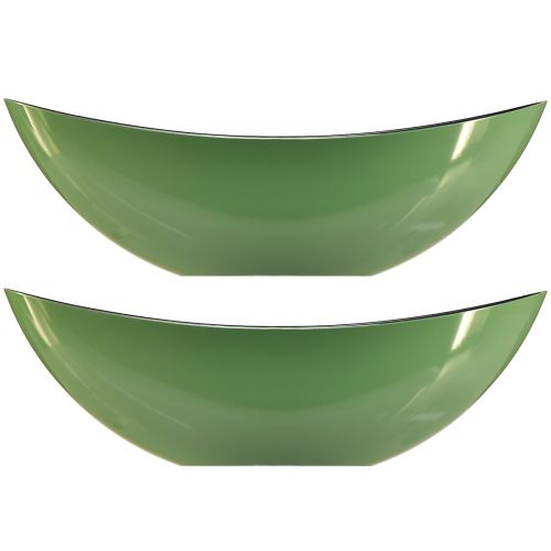 Artículo Cuenco moderno en forma de media luna verde de plástico 39 cm - versátil para decoración - 2 piezas