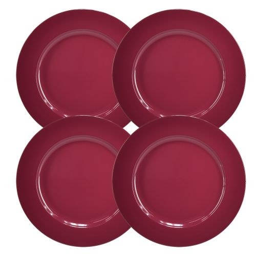 Artículo Versátiles platos de plástico rojo oscuro – 28 cm, perfectos para decoración y uso exterior – 4 piezas