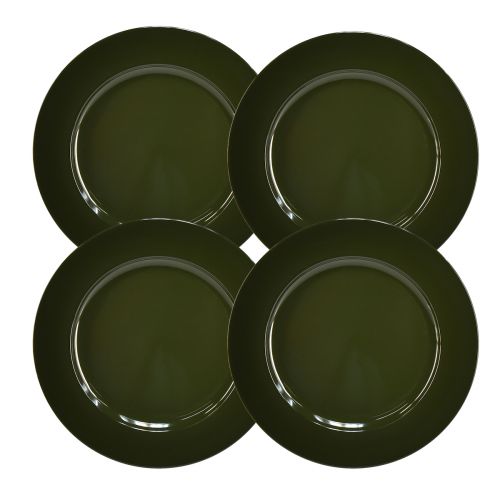 Artículo Elegante plato de plástico verde oscuro 28 cm 4ud