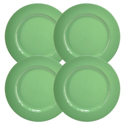 Artículo Plato de plástico resistente de color verde, 28 cm, perfecto para decoración diaria y actividades al aire libre, paquete de 4