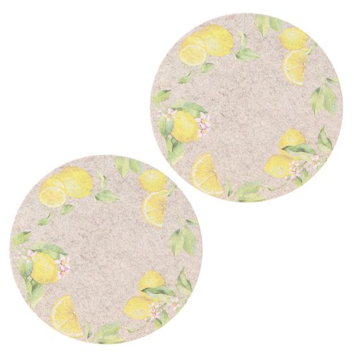Artículo Mantel individual redondo de fieltro gris Summer Lemon 31 cm 2 uds