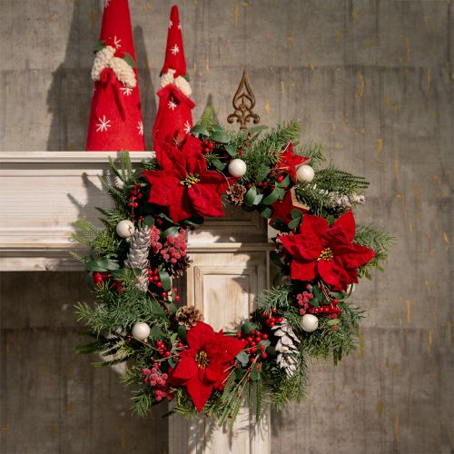 Artículo Magnífica estrella de Navidad - Poinsettia en rojo - 46 cm 6 piezas 2 racimos