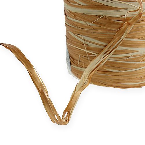 Floristik24 Cinta de Rafia Crema Bicolor Oro 200m