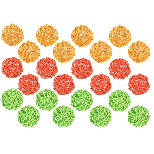 Artículo Bolas de ratán decoración de mesa ratán verde amarillo naranja surtido Ø5cm 24 piezas