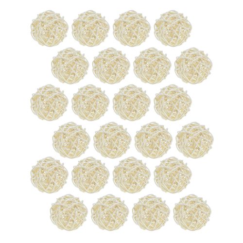 Decoración de mesa con bolas de ratán blanqueado, ratán color crema, Ø5 cm, 24 piezas | Floristik24.es