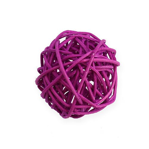Bola de ratán lila, púrpura, blanqueada Ø4,5cm 30pcs
