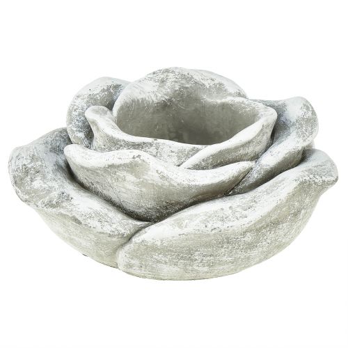 Artículo Rosa decoración de tumba decoración de mesa portavelas gris blanco Ø14cm H7cm