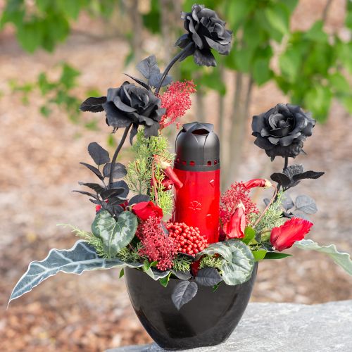 Artículo Flor de seda rosa negra 63cm