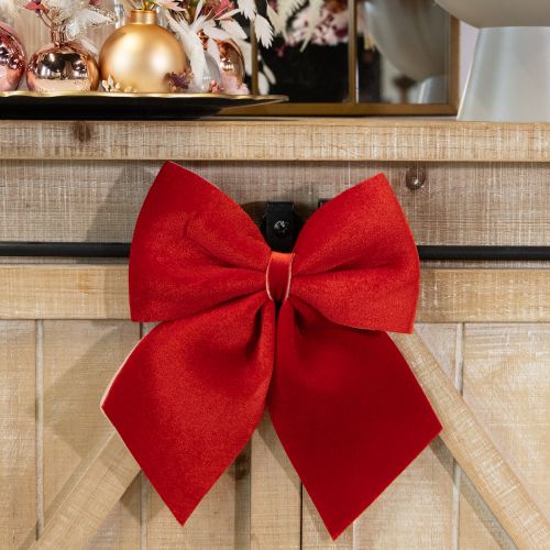 Artículo Lazo de terciopelo rojo para regalo, 20 x 25 cm, rojo claro, 2 unidades