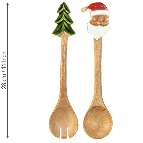 Artículo Cubiertos de ensalada de madera para Navidad 28cm juego de 2