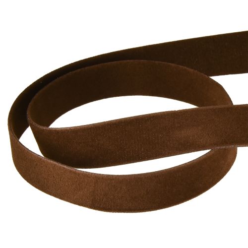 Artículo Cinta de terciopelo marrón decorativa 15mm 7m