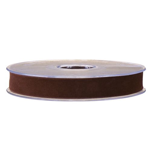 Artículo Cinta de terciopelo marrón decorativa 15mm 7m