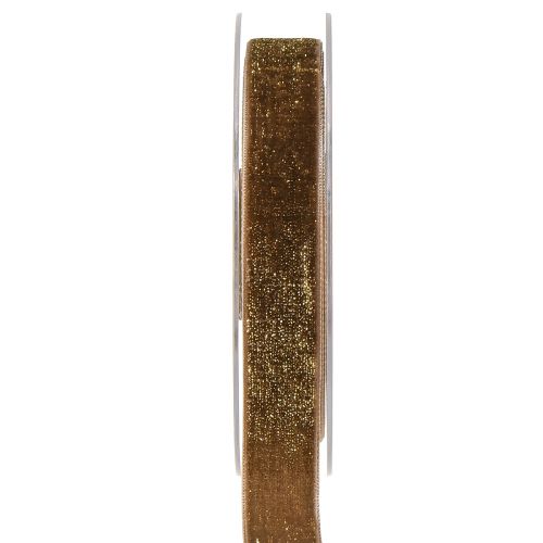 Artículo Cinta Terciopelo Brillo Marrón Dorado – Cinta Navideña Glamorous 20mm 10m