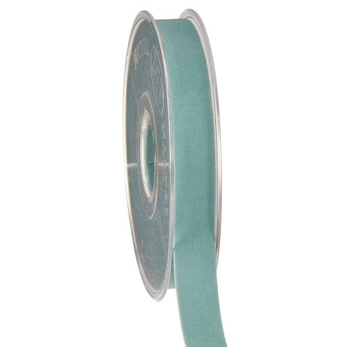 Artículo Cinta de terciopelo azul claro, cinta decorativa, cinta de regalo azul, 15 mm, 7 m