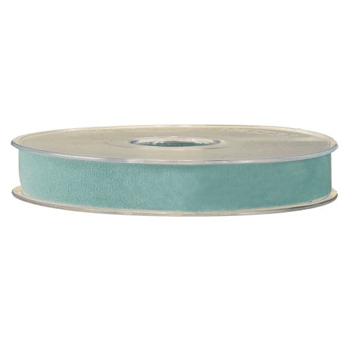 Artículo Cinta de terciopelo azul claro, cinta decorativa, cinta de regalo azul, 15 mm, 7 m