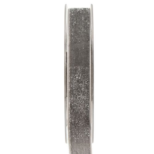 Floristik24 Cinta de terciopelo con purpurina cinta decorativa terciopelo gris plata 20mm 10m