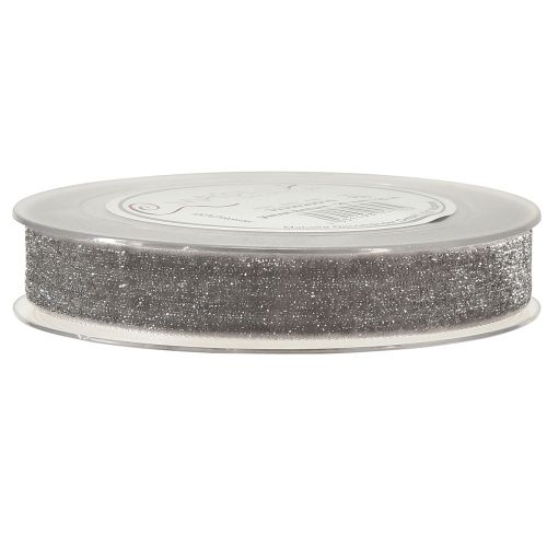 Artículo Cinta de terciopelo con purpurina cinta decorativa terciopelo gris plata 20mm 10m
