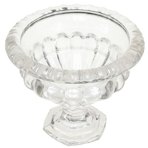 Artículo Cuenco de cristal clásico con base de diseño vintage – Transparente, Ø13 cm x 11 cm – Uso versátil para la decoración de trofeos