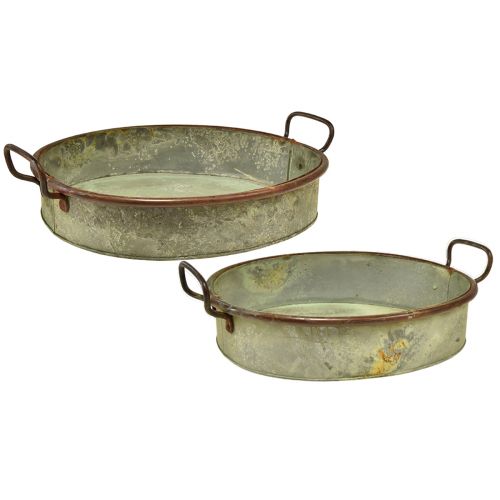 Artículo Cuenco ovalado bandeja metálica asa óxido 46/52cm juego de 2