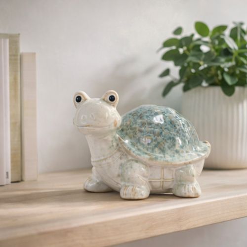 Artículo Figura de tortuga de cerámica que llama la atención en el salón, figura decorativa, 22 cm.