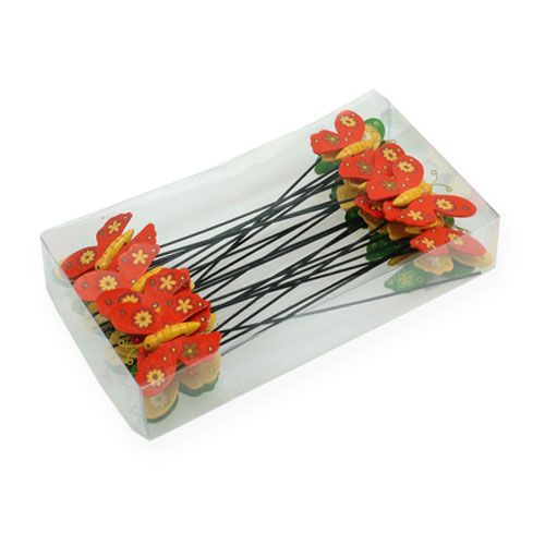 Floristik24 Mariposas de colores en un palo 7cm 24pcs