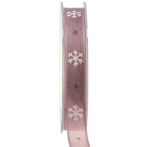 Floristik24 Cinta decorativa copos de nieve cinta decorativa rosa W15mm L15m