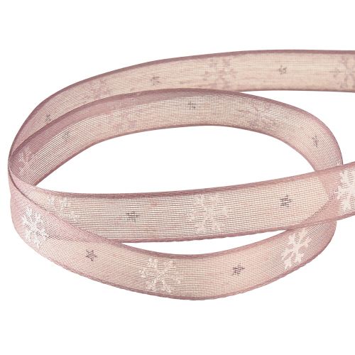 Artículo Cinta decorativa copos de nieve cinta decorativa rosa W15mm L15m