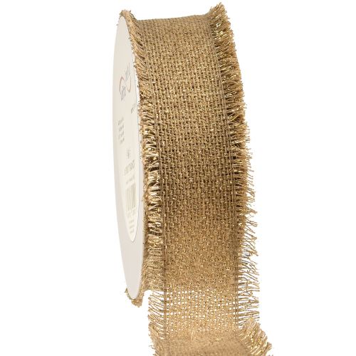Artículo Cinta decorativa con flecos dorados marrones A40mm L15m