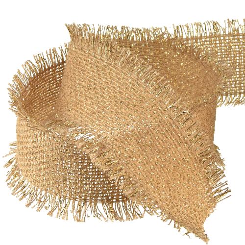 Artículo Cinta decorativa con flecos dorados marrones A40mm L15m