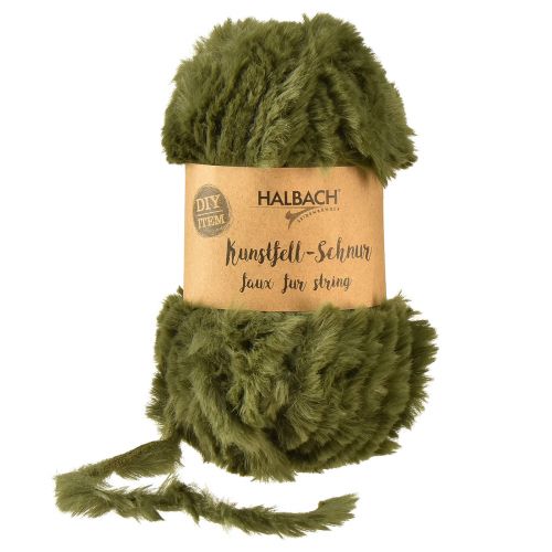 Floristik24 Cordón de piel sintética verde - cordón decorativo esponjoso 50g 30m