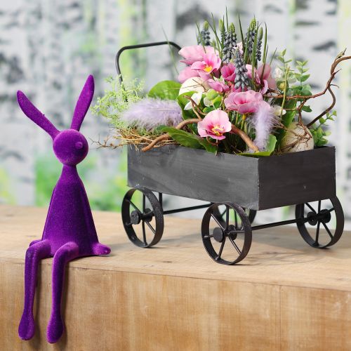 Artículo Jardinera decorativa de metal con forma de carretilla antracita L 37 cm