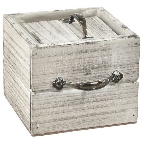 Artículo Juego de cajones de madera con asa, blanco pulido, 12x12cm y 9x9cm - Almacenamiento rústico - Juego de 2