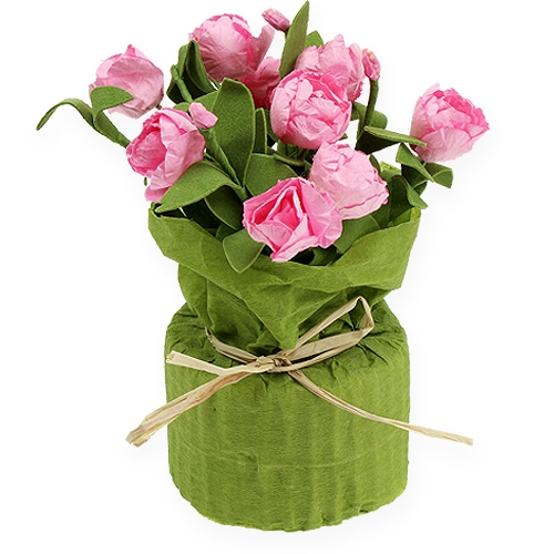 Floristik24 Decoración de mesa mini rosas en rosa 16cm