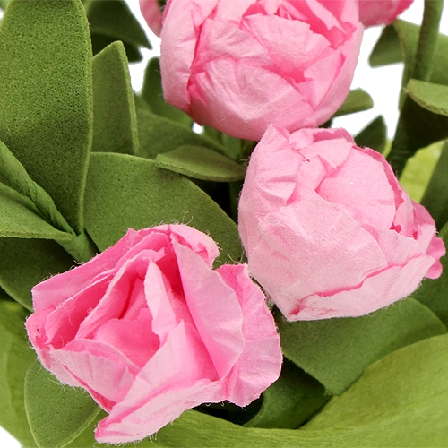 Floristik24 Decoración de mesa mini rosas en rosa 16cm