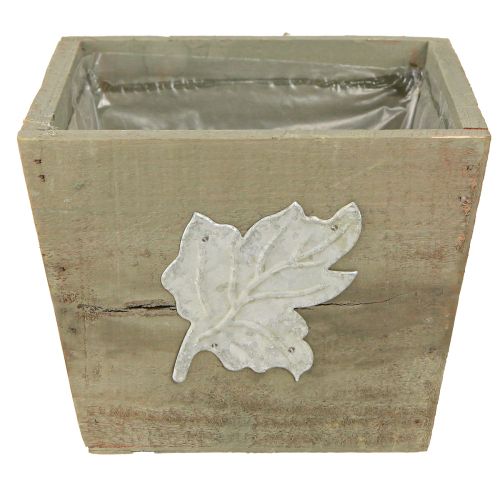 Artículo Macetero de madera Shabby Chic gris 11×14,5×14cm