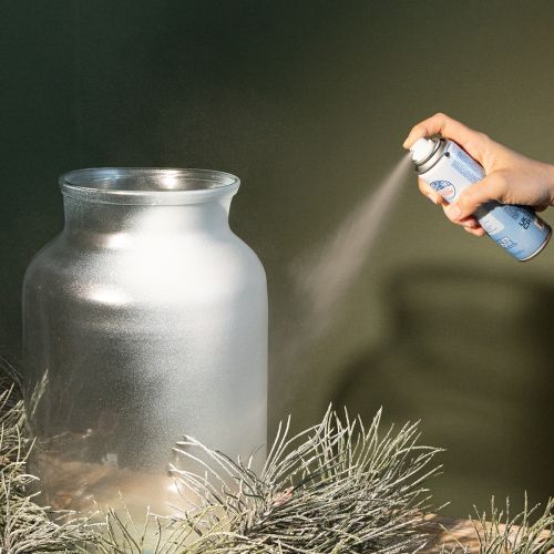 Espray plateado con purpurina para nieve artificial, ideal para ventanas y decoración invernal, 150 ml. | Floristik24.es